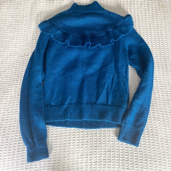 Ann Taylor Blue Shoulder Ruffle Sweater - Picture 5 of 5